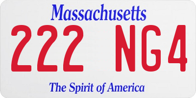 MA license plate 222NG4