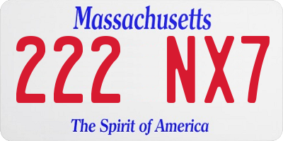 MA license plate 222NX7