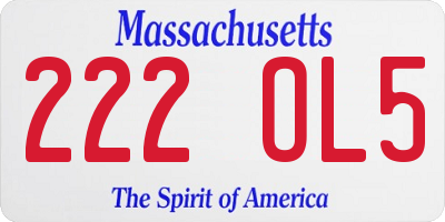 MA license plate 222OL5