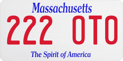 MA license plate 222OT0