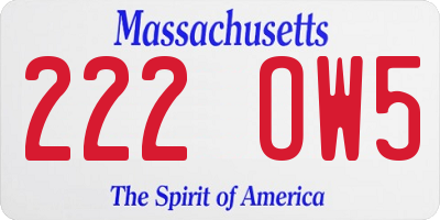 MA license plate 222OW5