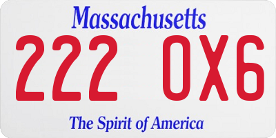 MA license plate 222OX6