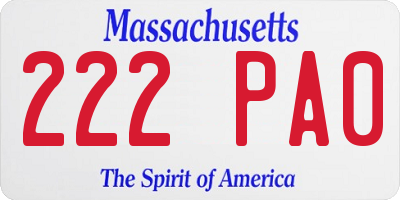 MA license plate 222PA0