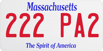 MA license plate 222PA2