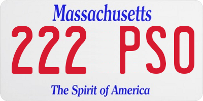 MA license plate 222PS0