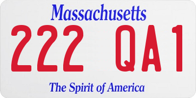 MA license plate 222QA1