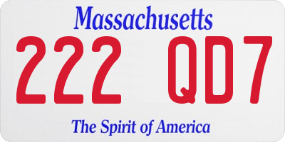 MA license plate 222QD7
