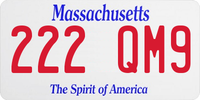 MA license plate 222QM9