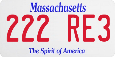 MA license plate 222RE3