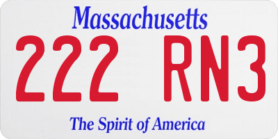 MA license plate 222RN3