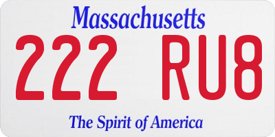 MA license plate 222RU8