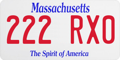 MA license plate 222RX0