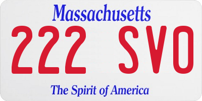 MA license plate 222SV0