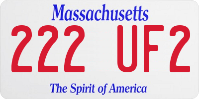 MA license plate 222UF2