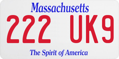 MA license plate 222UK9