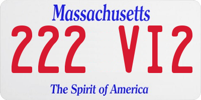 MA license plate 222VI2