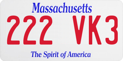 MA license plate 222VK3