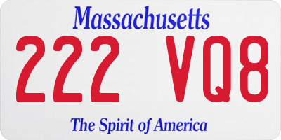 MA license plate 222VQ8