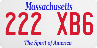 MA license plate 222XB6