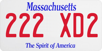 MA license plate 222XD2