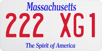 MA license plate 222XG1