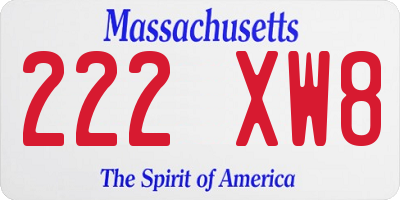 MA license plate 222XW8