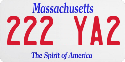 MA license plate 222YA2