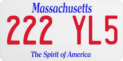MA license plate 222YL5