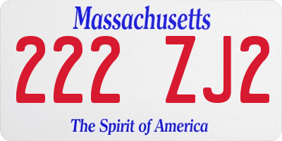 MA license plate 222ZJ2