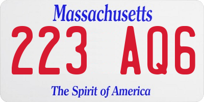 MA license plate 223AQ6