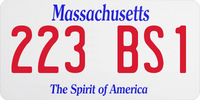 MA license plate 223BS1
