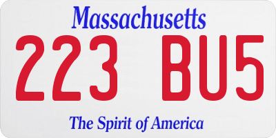 MA license plate 223BU5