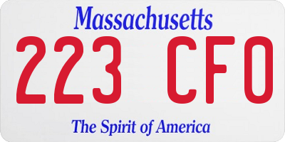 MA license plate 223CF0