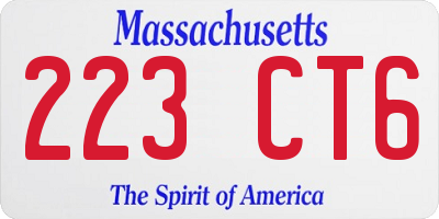 MA license plate 223CT6