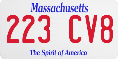 MA license plate 223CV8