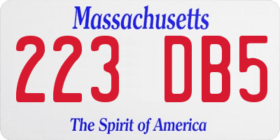 MA license plate 223DB5