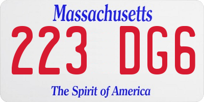 MA license plate 223DG6
