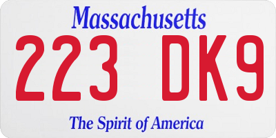 MA license plate 223DK9