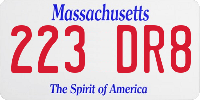 MA license plate 223DR8