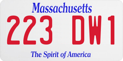 MA license plate 223DW1
