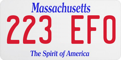 MA license plate 223EF0