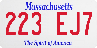 MA license plate 223EJ7