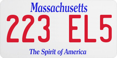 MA license plate 223EL5