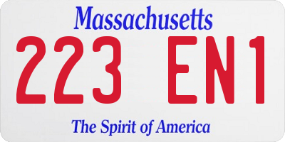 MA license plate 223EN1