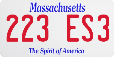 MA license plate 223ES3