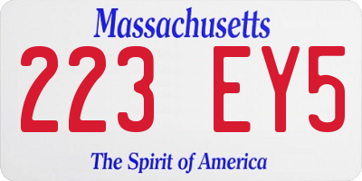 MA license plate 223EY5