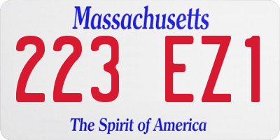 MA license plate 223EZ1