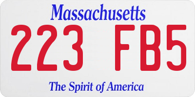 MA license plate 223FB5
