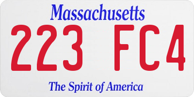 MA license plate 223FC4