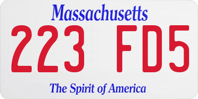 MA license plate 223FD5